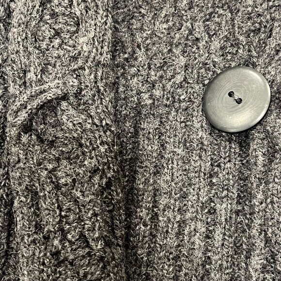 Inis Crafts Ireland Long Wool Cable Cardigan, Charcoal, M - Picture 5 of 8